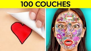 DÉFI DES 100 COUCHES ! 100 Couches de Maquillage, Laque, Scotch ou Tatouages avec 123 GO! CHALLENGE