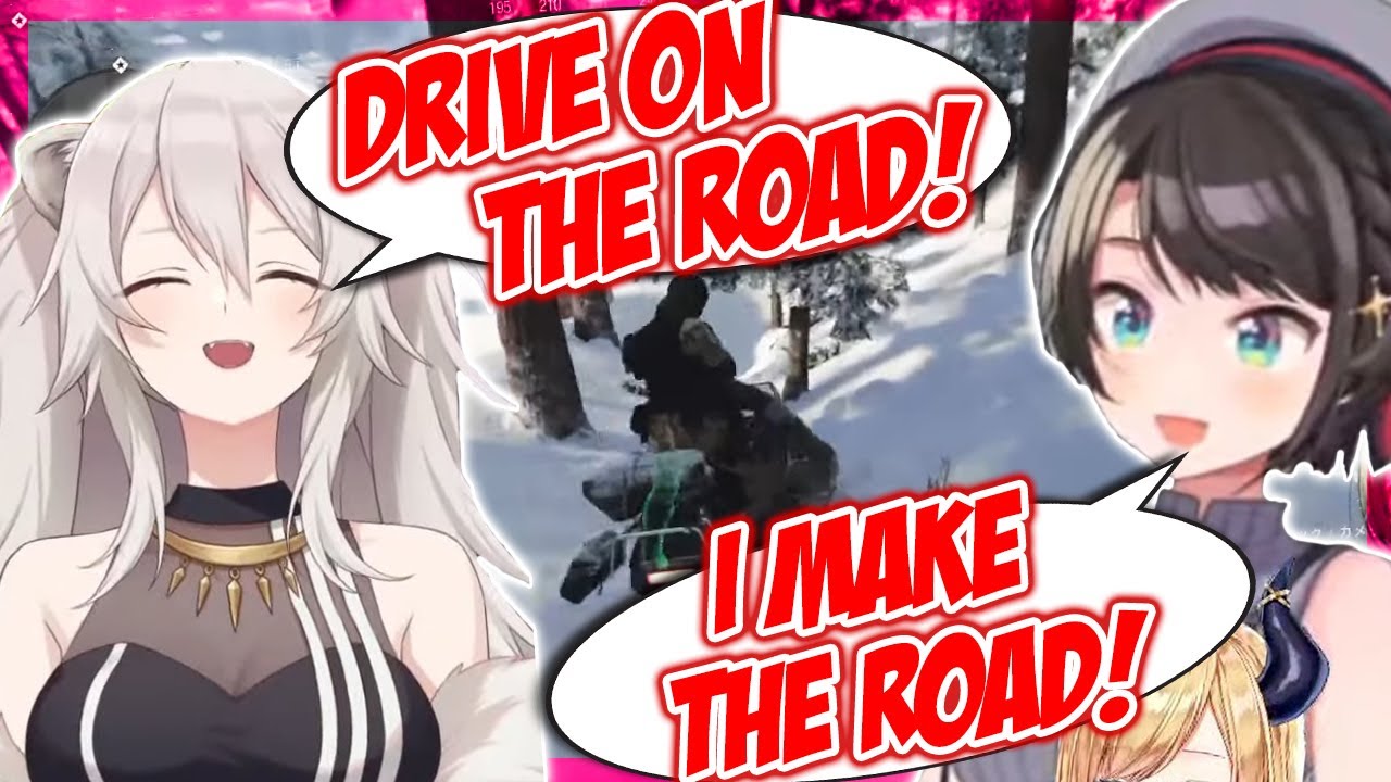 Subaru Panics, Screams & Crashes A Lot Riding The Snowmobile ft. Botan Luna Choco 【ENG Sub Hololive】