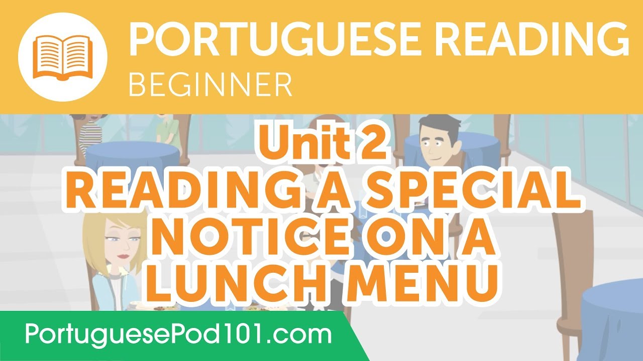 ⁣Portuguese Beginner Reading Practice - Reading a Special Notice on a Lunch Menu