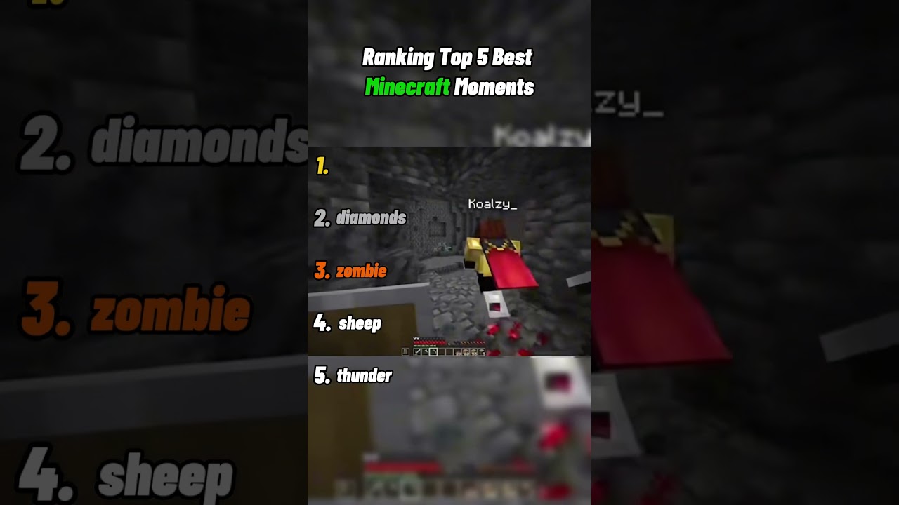 Ranking Top 5 Best Minecraft Moments. #ranking #top5moments #aliza #shortsviral #crazilyfunny