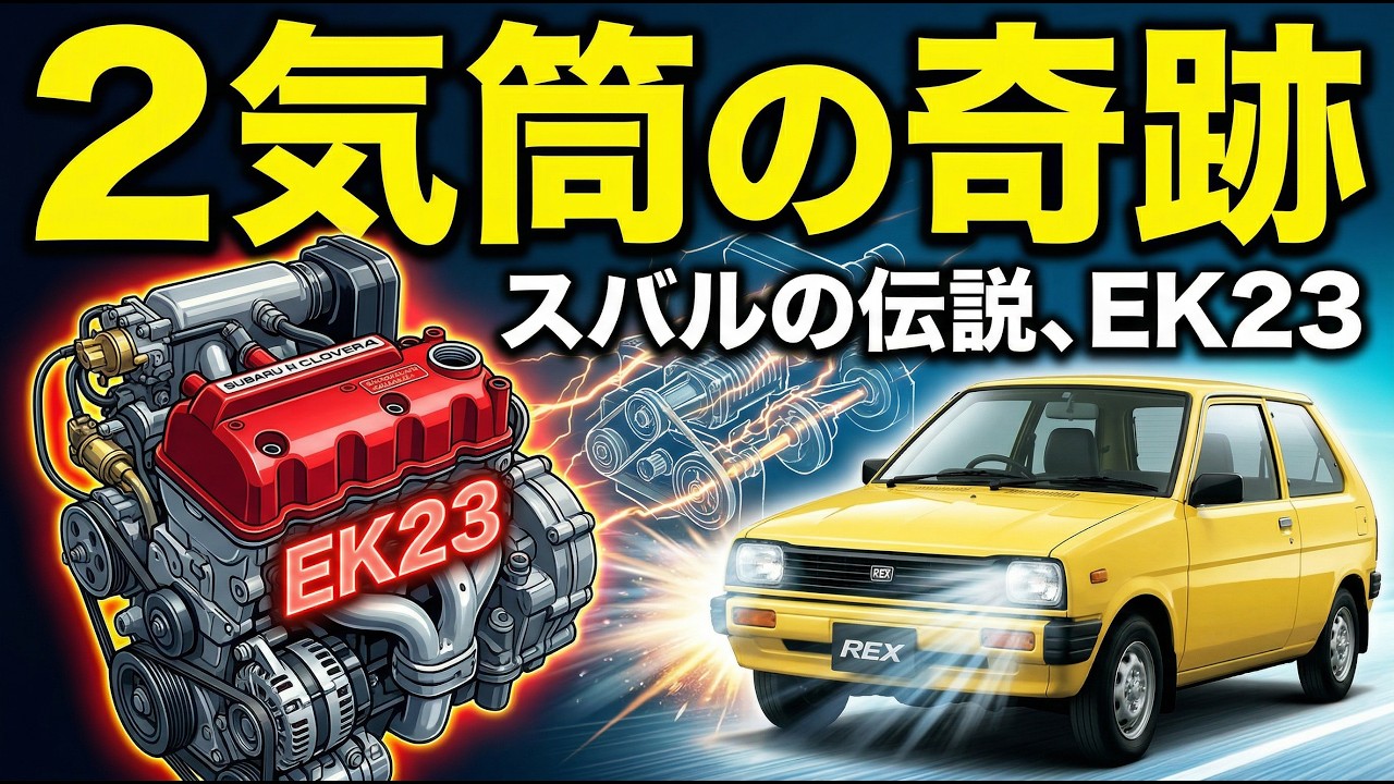 【狂気の2気筒】30万キロ壊れない奇跡のエンジン「スバルEK23」の真実と開発秘話