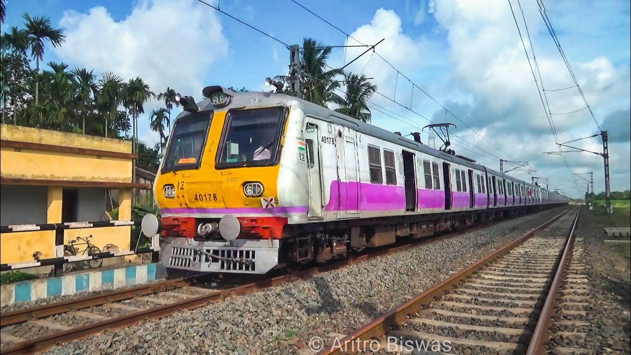 Newly painted shiny EMU local train | Bandel - Katwa staff special train
