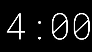 4 minutes Countdown Timer - Black Background - Roboto Mono Extra Light