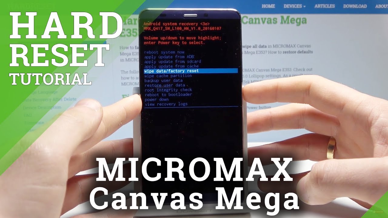 Hard Reset  MICROMAX Canvas Mega - Screen Lock Removal / Factory Reset