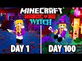 I Survived 100 Days as a WITCH in Hardcore Minecraft.. Here's What Happened..