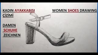 Shoes Drawing / High Heel Shoes Drawing / Pencil Drawing Step by Step Women Shoes Drawing