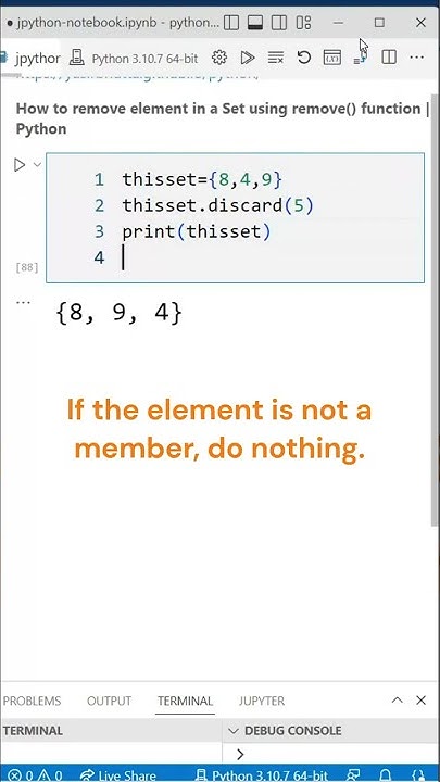 Python Tips: How to remove element in a Set | Python Tutorial for ...