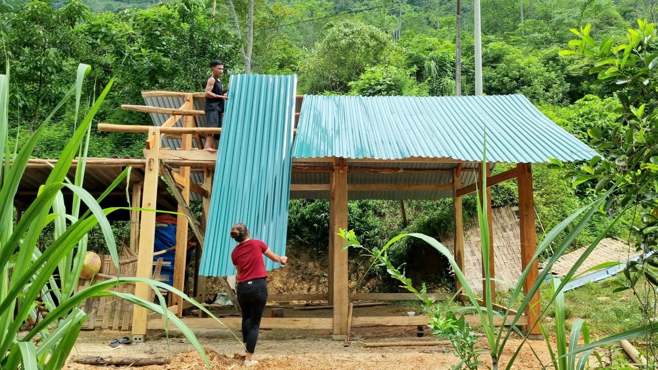 Harvesting green vegetables to sell at the market _ roof design for a wooden house | Chúc Thị Dương