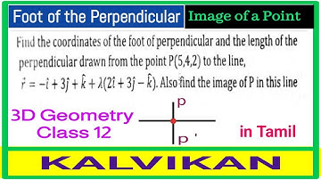 Foot of the Perpendicular Class 12 in Tamil / Image of a Point / 3D Geometry / Kalvikan