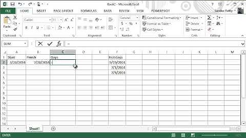 Microsoft Excel - NETWORKDAYS function