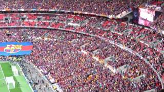 Wembley stadium 28 may 2011 champions league final just before the
match starts barcelona fans dominating stadium.