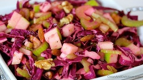 Clean Eating Cabbage Salad With Apples, Raisins + Walnuts