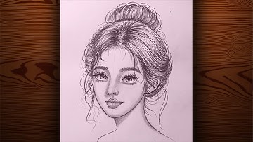 Pencil sketch || How to draw Cute Girl Face - step by step || Drawing Tutorial for beginners