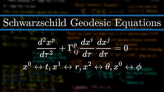 Schwarzschild Geodesic Equations and Conservation Laws: Derivation
This video derives the geodesic equations for Schwarzschild geometry, using the general geodesic equation derived in my Tensor Calculus series (https://www.youtube.com/watch?v=5_79m-kHxts). With some of the coordinates, I also come up with the conservation laws for energy and angular momentum.
Questions/requests? Let me know in the comments!
Pre-reqs: Videos before this one in my GR playlist: https://www.youtube.com/playlist?list=PLdgVBOaXkb9Dc-vr2nw-UF6PJknfAuJzU
Lecture Notes: https://drive.google.com/file/d/1g6Gmbf4xISKfpTeJF-yZAkow6L7d_sP6/view?usp=drive_link
Special thanks to my Patrons:
Patapom
Eugene Bulkin
Andy Johnston
Patrick Gibson
Joseph Dubeau
David Johnston
Max Chornyi
fubar Schwarzschild Geodesic Equations and Conservation Laws: Derivation