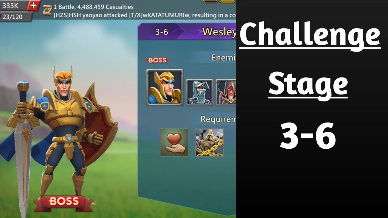 Lords mobile Challange stage 3-6 f2p|Wesley's advice challange stage 3-6