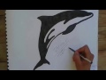 how to draw delfin tattoo...طريقة رسم دلفين ...draw delfin