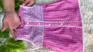 Latest Front open placket Baby Frock Cutting and stitching || Frock Design