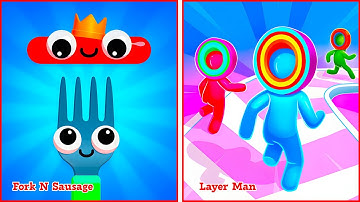 Fork N Sausage vs Layer Man 🔥 Walkthrough Gameplay – All Levels UNLOCKED | EPIC 880