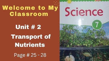 Class 7 science - Afaq science - unit 2 - Transport of Nutrients - lecture 4