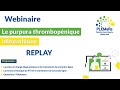 Webinaire  le purpura thrombopnique idiopathique