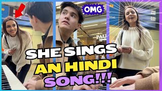 This GIRL SURPRISED me with one of the MOST FAMOUS HINDI SONG on a public piano🥹🗣️