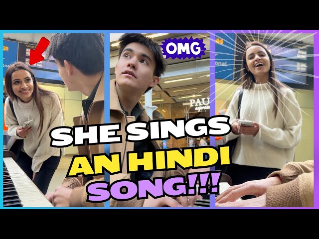 This GIRL SURPRISED me with one of the MOST FAMOUS HINDI SONG on a public piano🥹🗣️ class=