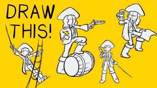 How to Draw 5 Pirate Poses