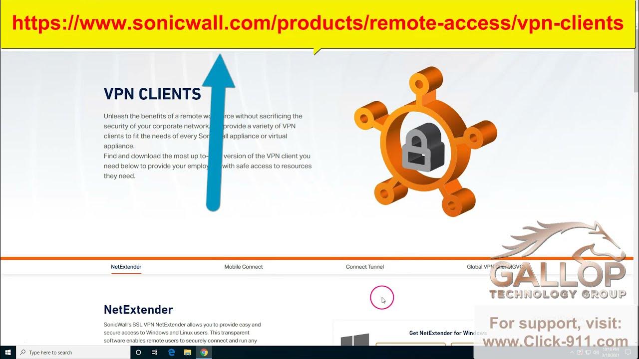 Sonicwall NetExtender VPN software download and install YouTube