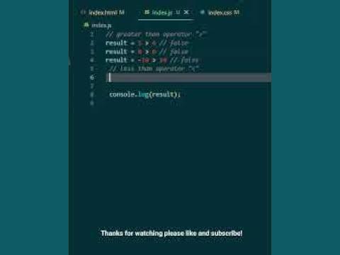 Greater than and Less than Operators in Javascript - YouTube