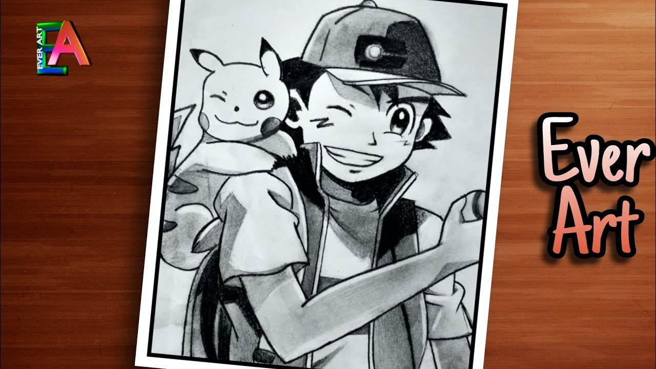 images Pencil Ash And Pikachu Drawings pokemon ash ketchum and pikachu drawing with pencil shade ever art pikachu drawing