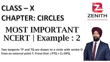 Example 2: Two tangents TP and TQ are drawn to a circle with centre O from an external point T......