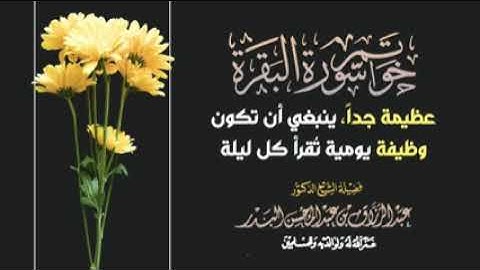 خواتيم سورة البقرة عظيمة جدا ، ينبغي أن تكون وظيفة يومية تقرأ كل ليلة
