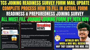 TCS Joining Readiness Survey | Fill Joining Survey Form | Preparedness & Confirmation Joining Survey