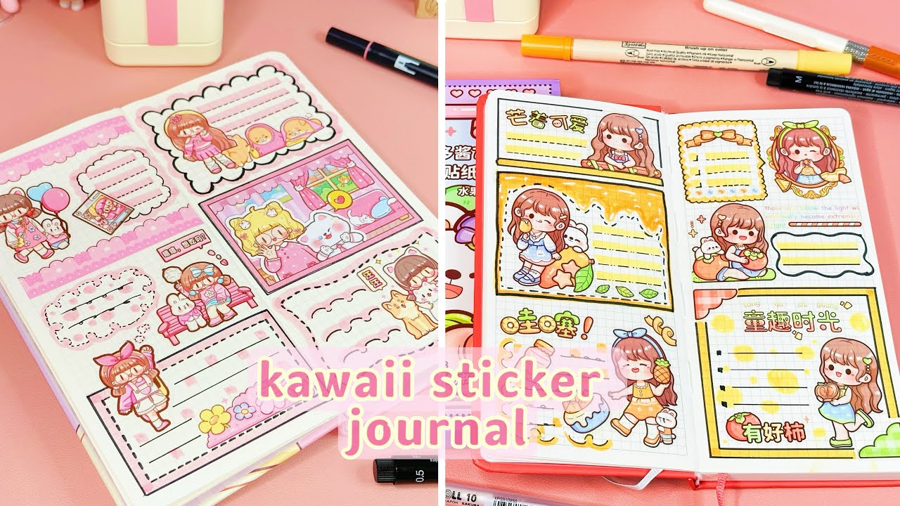 stickers journaling 🩷🩷cute kawaii sticker🌈 Immersive ASMR bullet journal