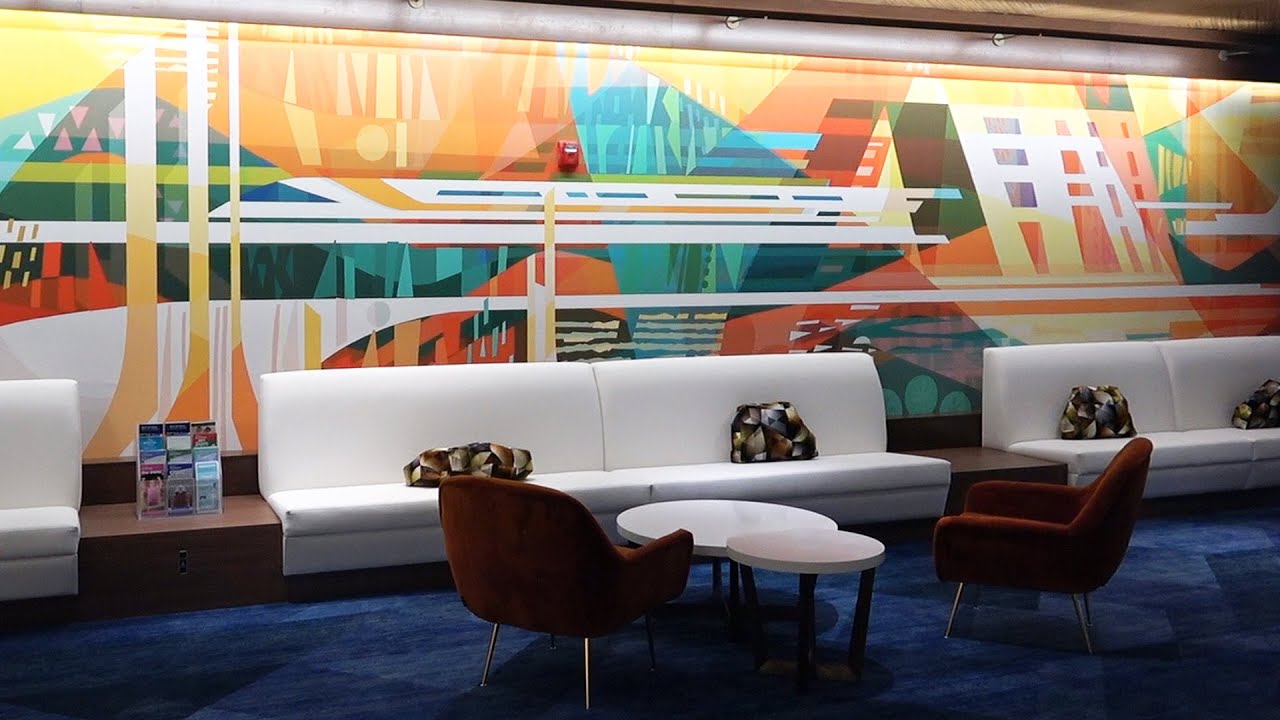 Disney's Contemporary Resort New Updated Lobby Tour - Mary Blair and WDW History Inspired Artwork