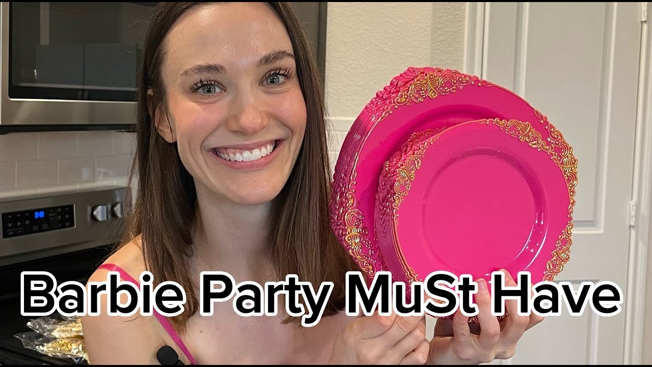 Amazon finds pink disposable plates review | Joyido party tableware set 