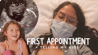 8 WEEKS PREGNANT | First Appointment &amp; Telling My Kids I’m Pregnant!