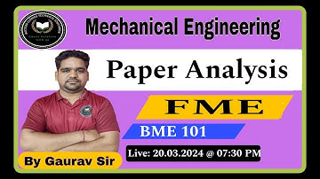 Paper Analysis | Fundamentals of Mechanical Engineering | BME101 | AKTU Exam | By Gaurav Sir