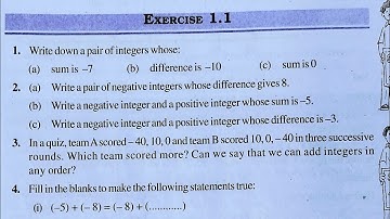Class 7th maths l Exercise 1.1 l Chapter 1 l integers l CBSE Board l Solution l NCERT 2024