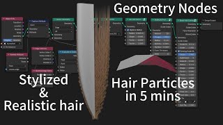 How to make hair from stylized to realistic using geometry node step by step (No addon) Blender 4.4
