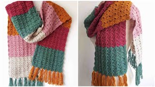 كروشية سكارف نسائي بغرزة مميزة وسهله جدا Easy crochet scarf