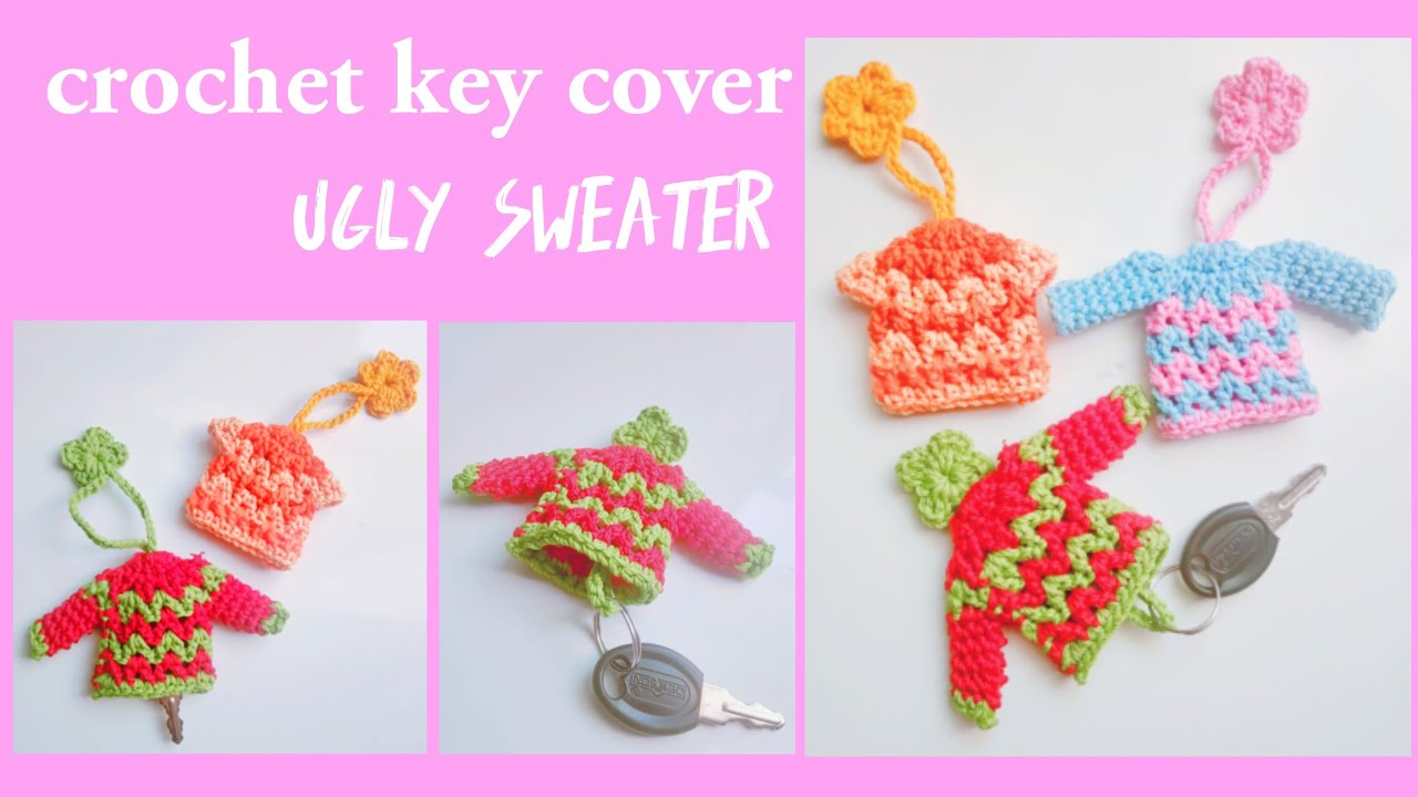 How to crochet keychain ugly sweater using scrap yarn