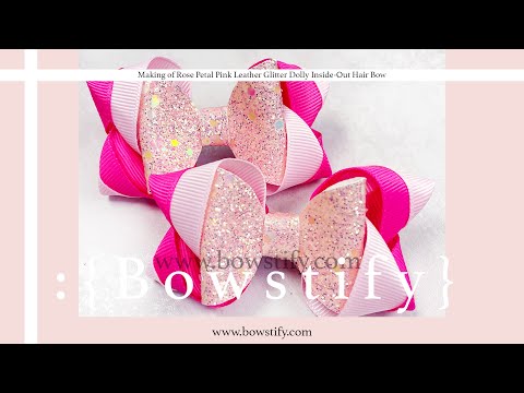 [Normal Speed] Rose Petal Pink Leather Glitter Dolly Inside Out Hair Bow | Handmade by Bowstify