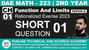 DAE MATH 223 Chapter no 1 Short Question no 1 | Applied Mathematics