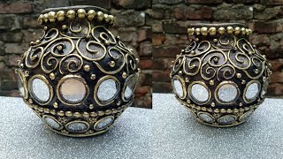 Pot decoration with shilpkar clay. Clay pot painting ideas. Easy pot painting. Shilpkar clay art .