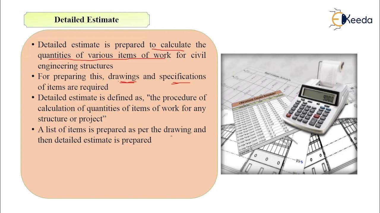 Detailed Estimate, Purpose of Detailed Estimates- Estimates-Quantity