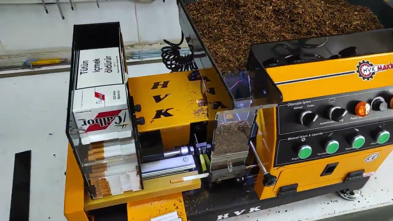 Pneumatic HVK machine for tubing, rolling, filling tobacco cigarettes