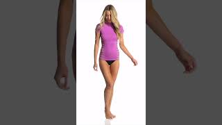 I076 4K Cute Swimoutlet Model Wearing A Rip Curl Rashguard And Bikini Bottoms