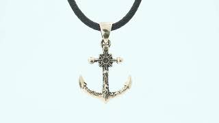 Big Anchor Symbol with Ship Steering Wheel Pendant Bronze Norse Jewelry