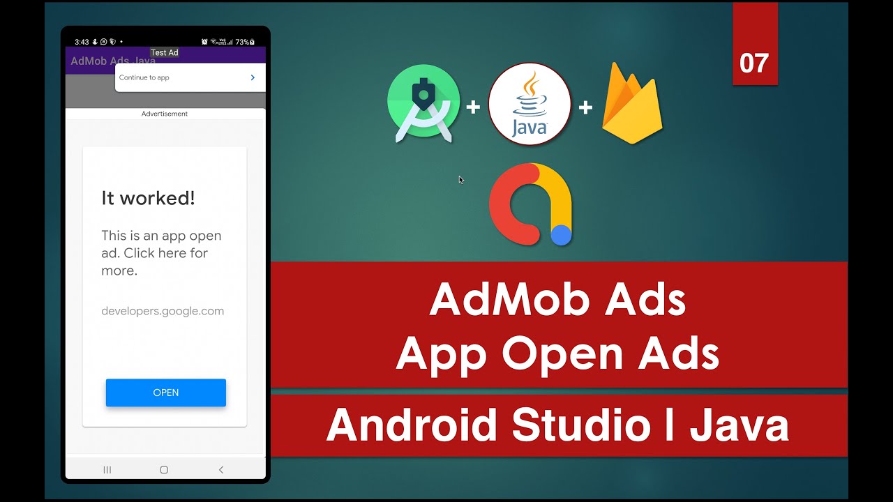 AdMob Ads | 07 App Open Ads | Android Studio | Java - YouTube